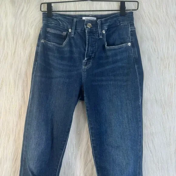 Good American Good Legs Crop Jeans Skinny Dark Wash Stretch Mid Rise 2/26 - Picture 2 of 9